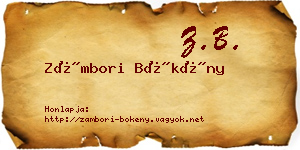 Zámbori Bökény névjegykártya